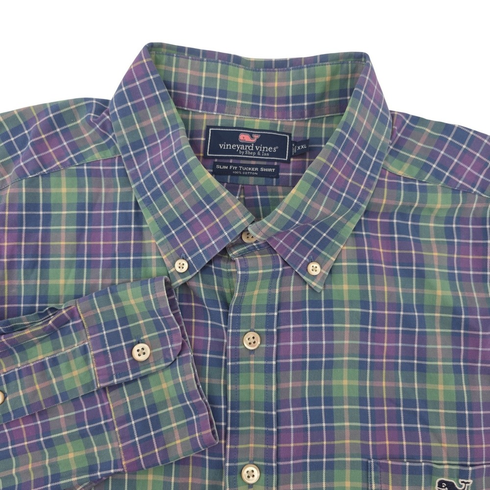 Vineyard Vines‎ Slim Fit Tucker Shirt 2XL Plaid Button Down Long Sleeve Shirt